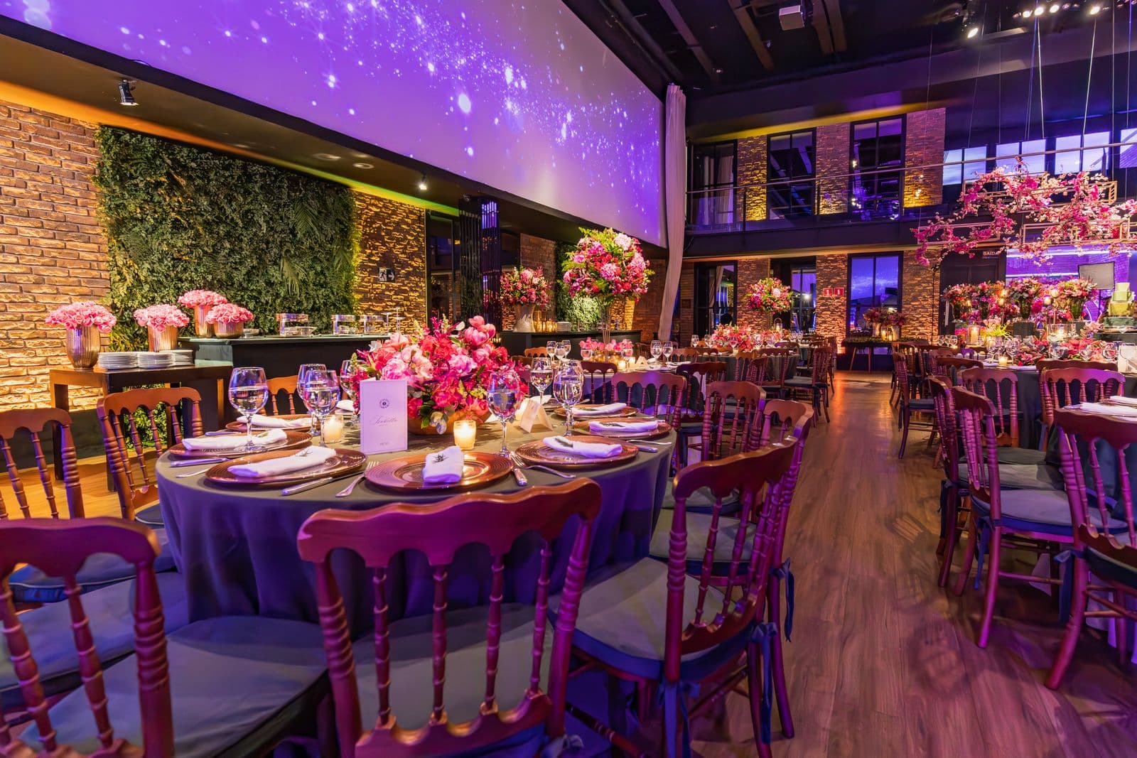 Elegant round banquet tables set for a gala, showing an event seating layout